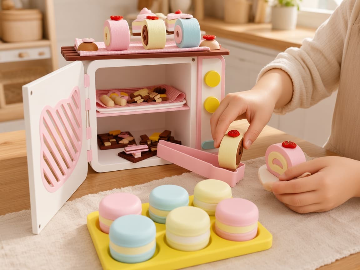 Baking Expert magnetic pretend bakery with oven, cakes, and counter pieces, Magnetic Treats That Click
