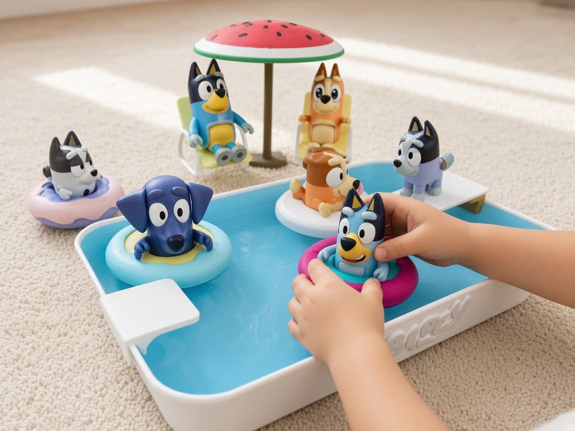 Backyard pool playset miniature scaled for compatible pocket figures, A backyard to stage