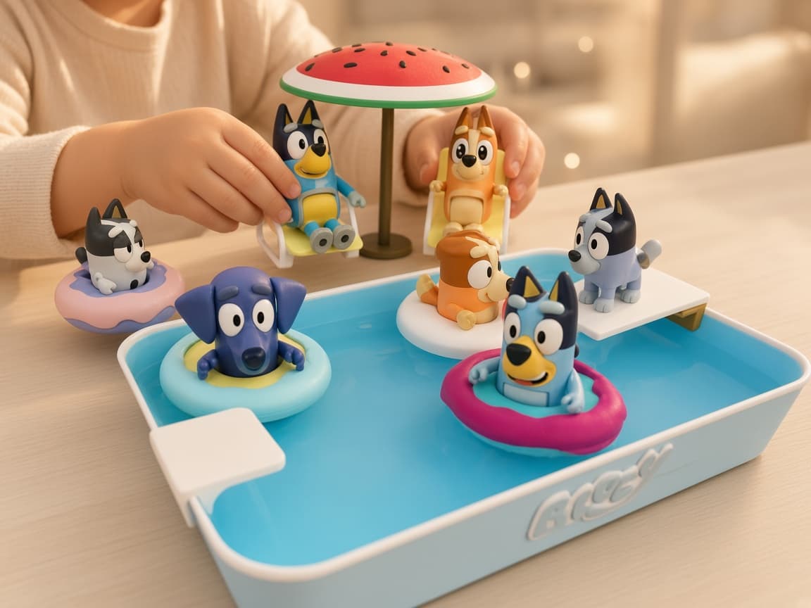 Backyard pool playset miniature scaled for compatible pocket figures, Splash-time stories
