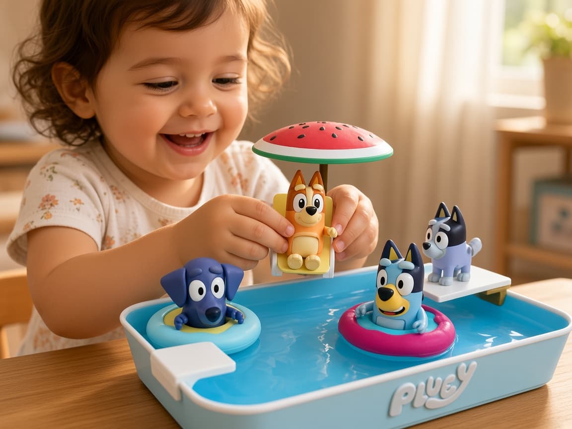 Backyard pool playset miniature scaled for compatible pocket figures, Storytelling & Social Play