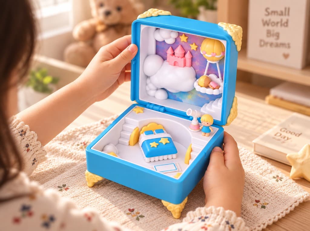 Cloud Castle miniature pocket world with soft cloud landscape, A pocket world to carry
