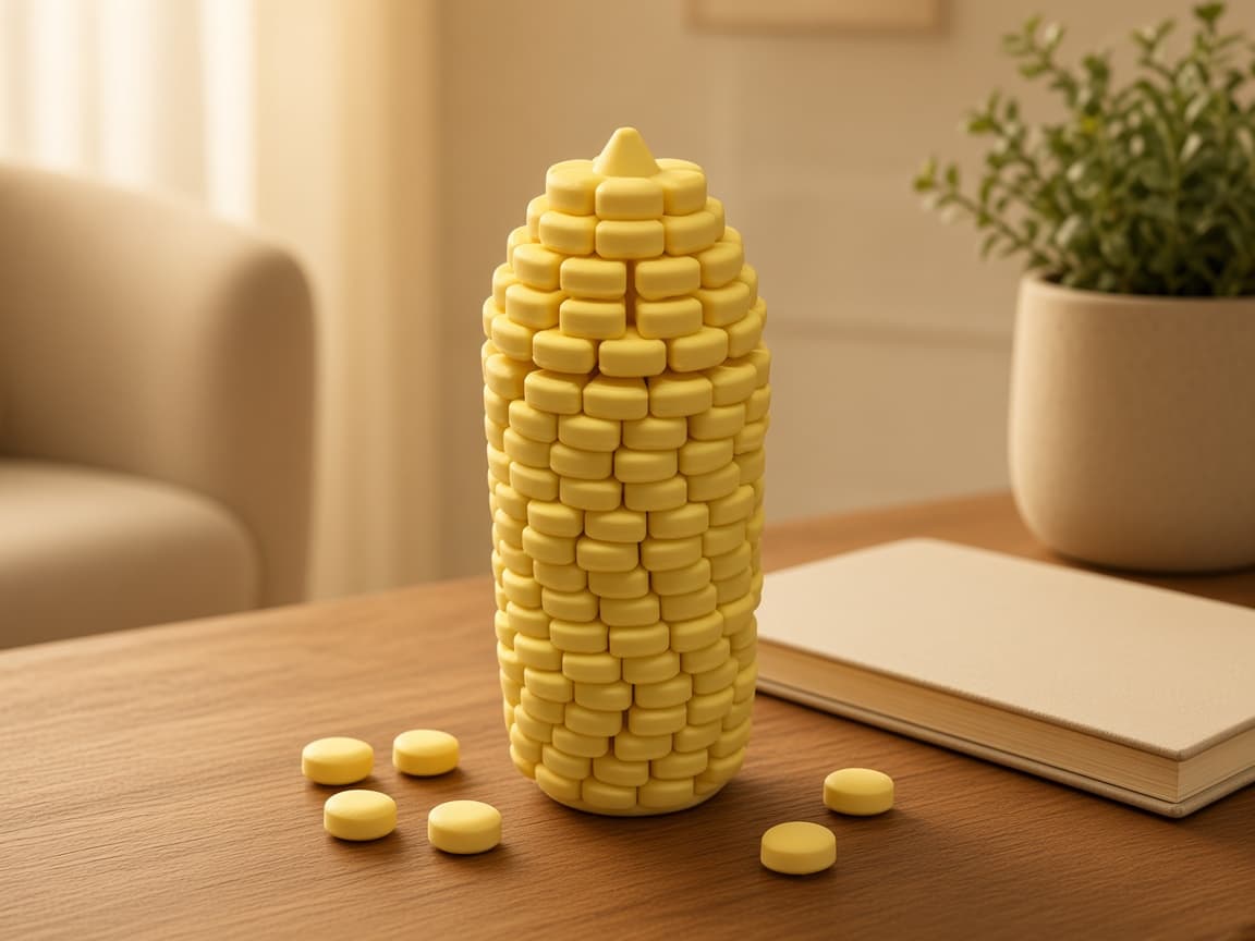 Flexi Corn Cob Mini fidget with bendable kernel rows, Return to calm
