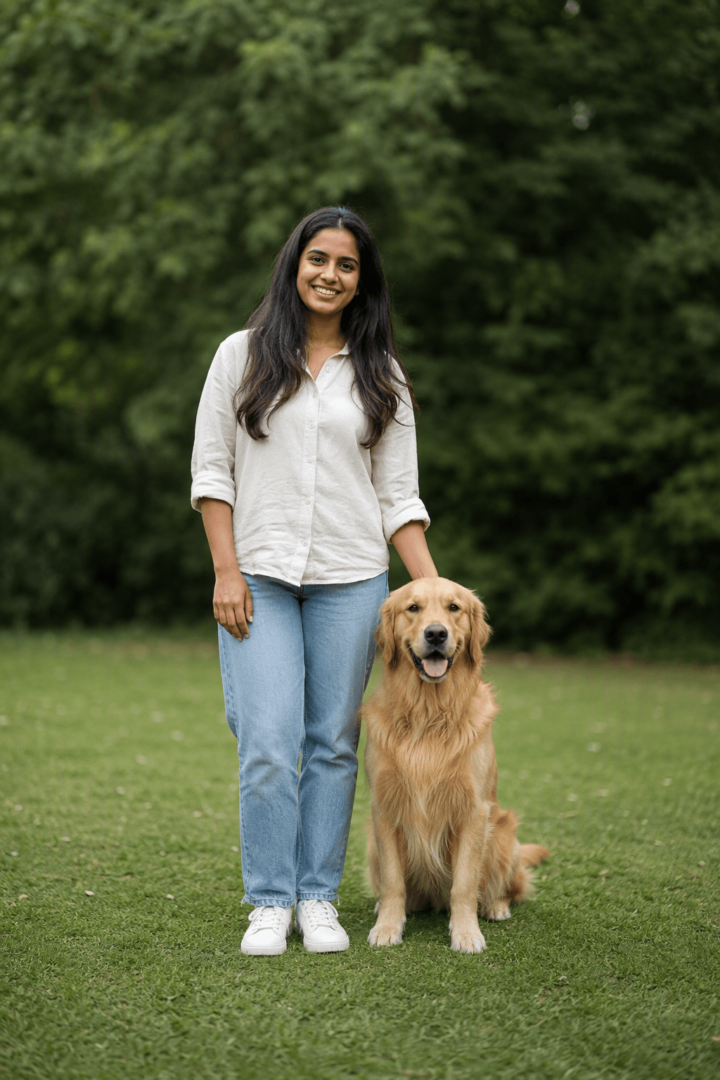 Photo of a person with their pet used as an Offline Avatar reference