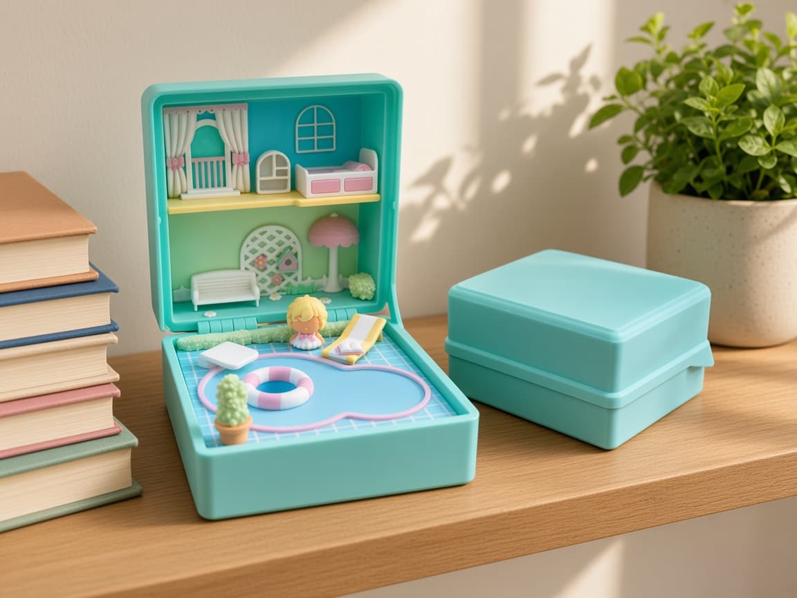 Mini pool party summer resort playset with pool and lounge details, Vacation in miniature
