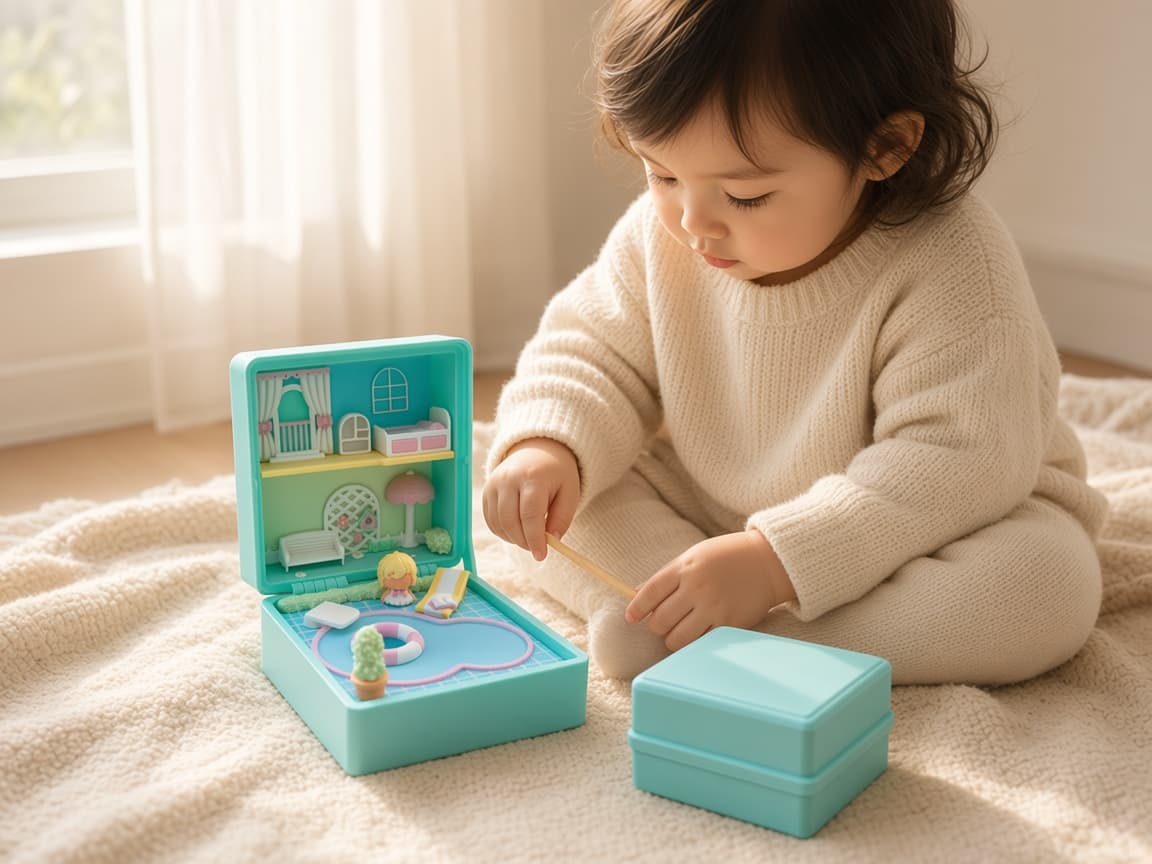 Mini pool party summer resort playset with pool and lounge details, quiet play