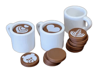 Pretend latte art cup for swirl-and-serve café play