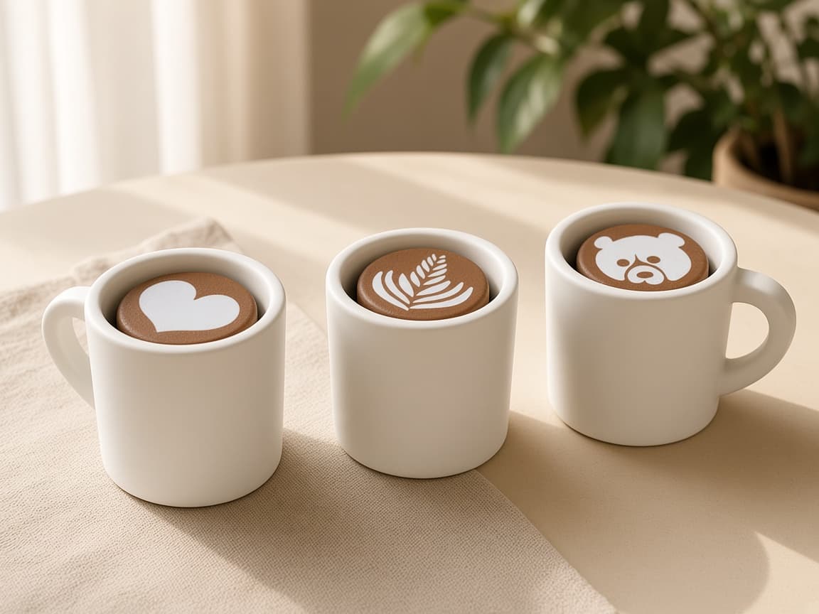 Pretend latte art cup for swirl-and-serve café play, Serve the moment