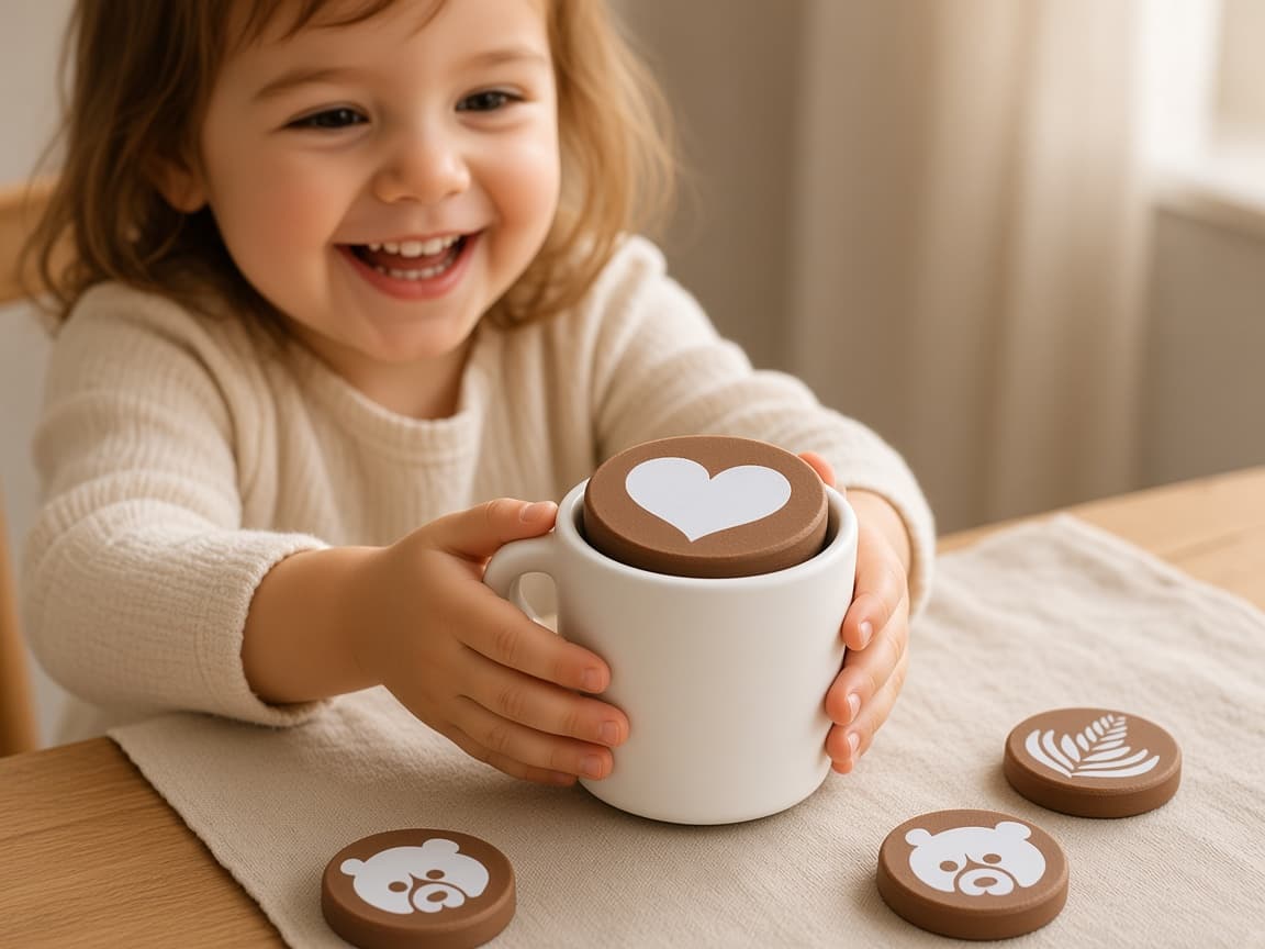 Pretend latte art cup for swirl-and-serve café play, A Morning Ritual