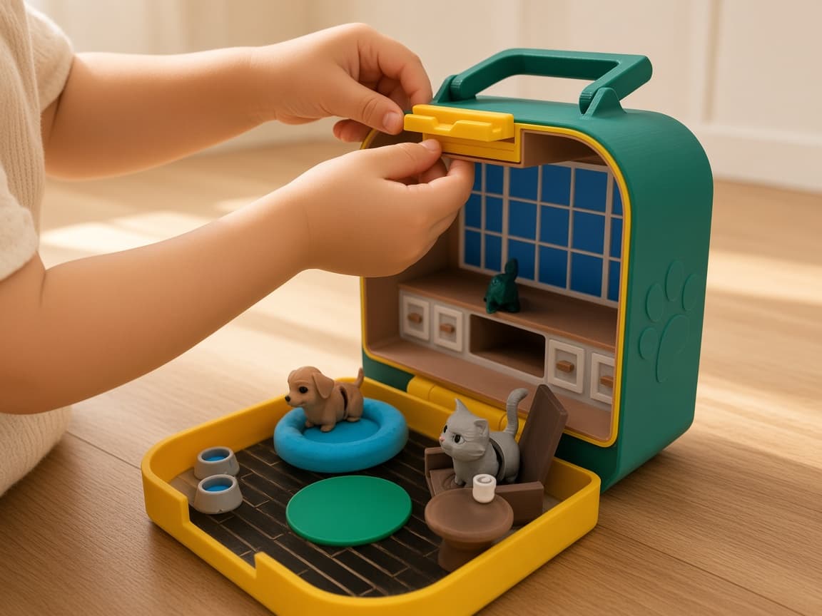 Mini pet carrier set with latch, portable case, and care accessories, Latch and go