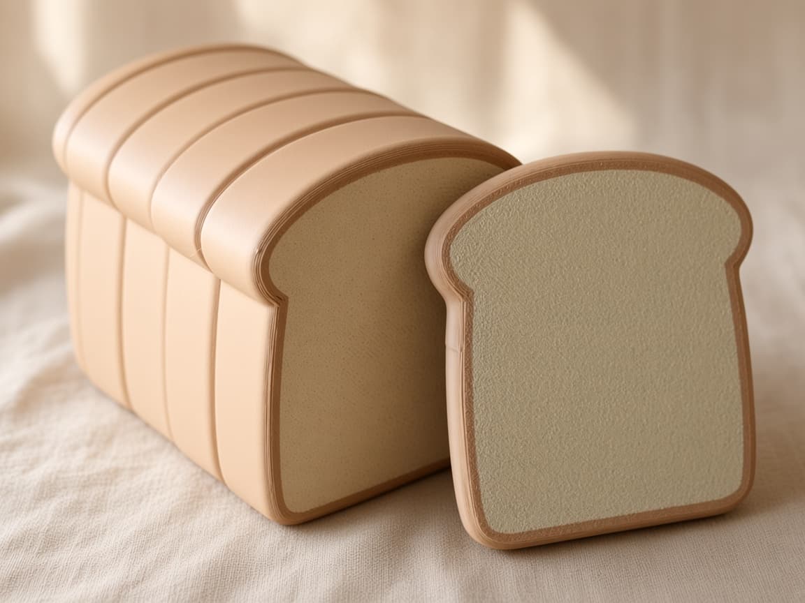 Magnetic pretend bread loaf that slices apart and snaps back together, Pull a slice