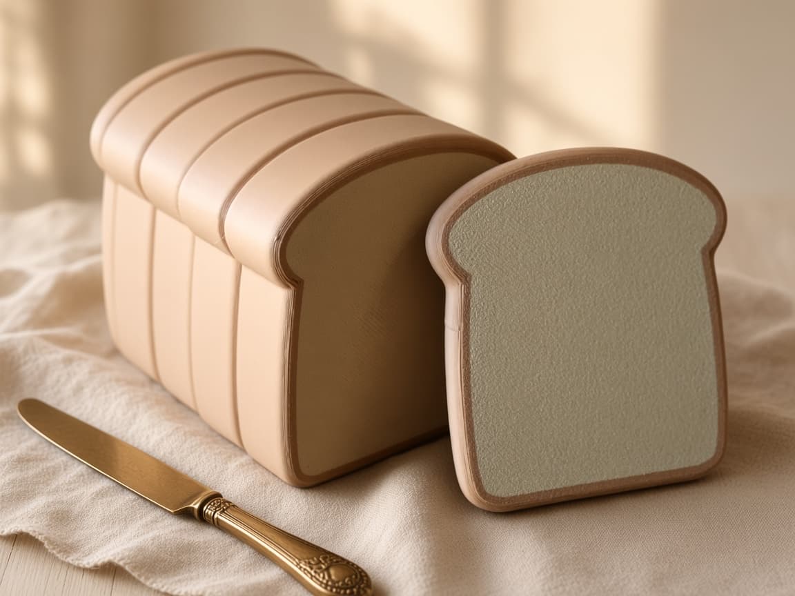 Magnetic pretend bread loaf that slices apart and snaps back together, A Loaf They Rebuild